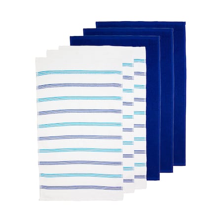 Monarch Brands Premier Kitchen Towels, Striped Pattern - Blue, Navy, 6PK P-SC-KT6-STBNV